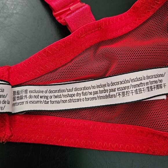 Victoria's Secret Sexy Red Lace Overlay Lined Demi Underwire Bra 36DDD - Picture 10 of 11